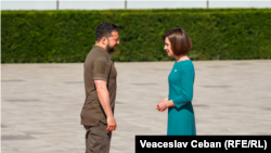 Președintele Ucrainei, Volodimir Zelenski, și președinta Republicii Moldova, Maia Sandu, Bulboaca, 1 iunie 2023.