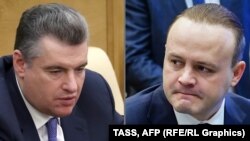 Leonid Sluțki (stânga) și Vladislav Davankov (dreapta) vor fi contracandidații actualului președinte rus, Vladimir Putin, la alegerile prezidențiale din martie. 