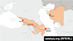 Мунайдын Транскаспий коридору Актау портунан Азербайжанга, андан ары Грузия жана Түркияга жеткирилиши.