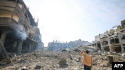 Tabăra de refugiați Jabalia, după lovituri aeriene israeliene. 11 octombrie 2023.
