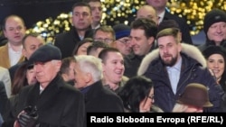 Danilo Vučić (sredina fotografije), sin predsjednika Srbije Aleksandra Vučića, prisutan je u Banjaluci na defileu povodom Dana RS, 9. januar 2024.