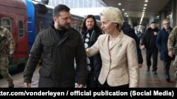 Украинскиот претседател Володимир Зеленски во Киев се сретна со Урсула фон дер Лајен, претседателка на Европската комисија.