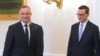 Полскиот претседател Анджеј Дуда и премиерот Матеуш Моравјецки за време на консултациите за формирање на нова влада, Варшава, 24 октомври 2023