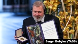 Главный редактор издания Дмитрий Муратов на вручении Нобелевской премии мира 