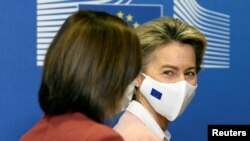 Президент Молдовы Майя Санду и председатель Европейской комиссии Урсула фон дер Ляйен, Брюссель, 18 января, 2021