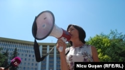 Maia Sandu la un protest împotriva schimbării sistemului electoral, Chișinău, 21 iulie 2017