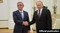 Russia - President Vladimir Putin and his Armenian counterpart Serzh Sarkisian meet in Moscow, 10Mar2016.