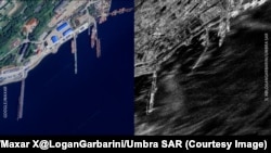 Imaginile din satelit captate arată pagubele produse de tsunami-ul din 30 iulie la baza de submarine ruse din Kamceatka. 