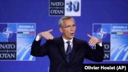 Jens Stoltenberg, secretarul general NATO, în conferință de presă la summitul NATO, Bruxelles, 14 iunie 2021