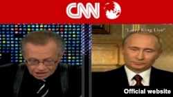 Russian Prime Minister Vladimir Putin being interviewed by CNN's Larry King