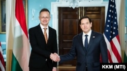 Szijjártó Péter külgazdasági és külügyminiszter (b) és Marco Rubio amerikai külügyminiszter találkozója Washingtonban 2025. március 4-én