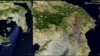 Imagini din satelit cu incendii de vegetație în Grecia pe 12 august 2024.