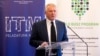 Kaderják Péter államtitkár tart sajtótájékoztatót 2020. október 15-én. 