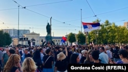 Komemorativni skup za 16 poginulih u Novom Sadu, Beograd, Srbija, 1. avgust 2025. 