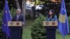 Presidenti i Këshillit Evropian, Antonio Costa, me presidenten e Kosovës, Vjosa Osmani, në Prishtinë, 14 maj.
