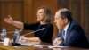 Ministrul rus de Externe, Serghei Lavrov, alături de Maria Zaharova, purtătoarea de cuvânt a Ministerului de Externe de la Moscova