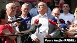 Miloš Vučević nakon podnošenja krivične prijave u Beogradu, 3. avgust 2021.