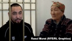 Азамат Ишенбеков жана аны багып, чоңойткон чоң энеси Гүлира Абдраимакунова. Коллаж.