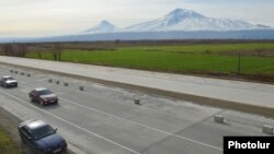 Armenia - The Yerevan-Ararat highway is upgraded as part of the North-South transport project, 2Feb2014.