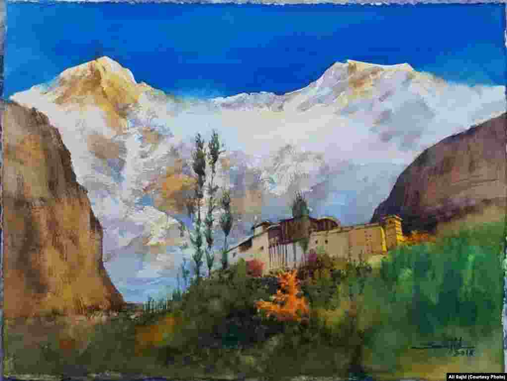 Sajid says he uses a “variety of cool and warm colors in my palette” to paint nature in watercolor.