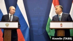 Президент Росії Володимир Путін і прем'єр Угорщини Віктор Орбан. Будапешт, Угорщина. 30 жовтень, 2019 року