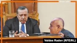 Recep Tayyip Erdogan și premierul bulgar Boiko Borisov (montaj de Valdes Radev)