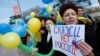 2014-жылдын 14-мартында Крымдагы Бахчисарай шаарында өткөн Орусияга каршы акция.