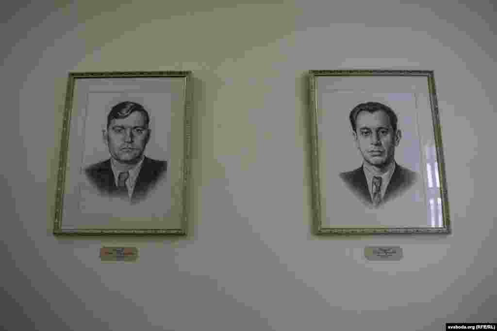 Партрэт Пятра Машэрава (справа). Ён кіраваў ЛКСМБ у 1947–1954 гадах