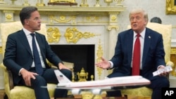 Presidenti i Shteteve të Bashkuara, Donald Trump, e mirëpret shefin e NATO-s, Mark Rutte, në Shtëpinë e Bardhë, Uashington, 14 korrik.