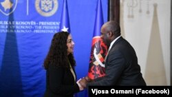 Takimi Osmani-Lammy në Prishtinë, më 2 prill 2025.