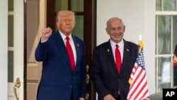 Прэзыдэнт ЗША Дональд Трамп і прэм’ер-міністар Ізраілю Біньямін Нэтаньягу ў Белым доме. Вашынгтон, 7 красавіка 2025 году