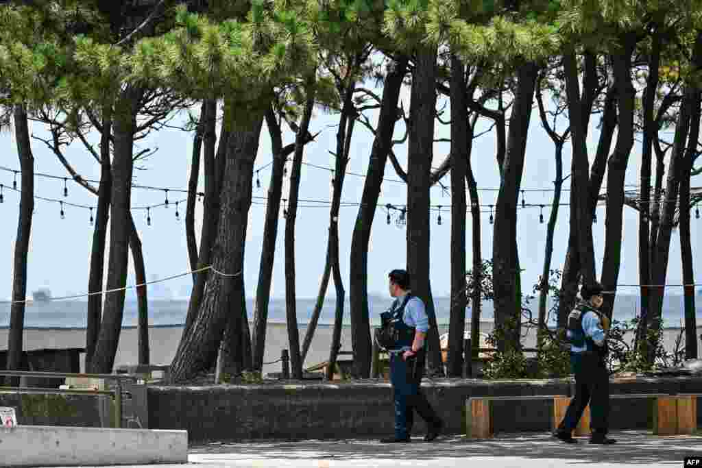 Policia patrullon në qytetin Çibu, në prefekturën Çiba të Japonisë, më 30 korrik 2025.