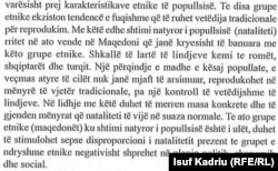 Pjesë nga libri i Sociologjisë me të cilën mësojnë nxënësit e vitit të dytë në shkollat e mesme në Maqedoninë e Veriut, ku flitet për shqiptarët.
