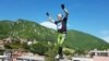 German Slackliner Peter Lützgendorf in Travnik