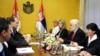 Sastanak premijera Mirka Cvetkovića i ministrice finansija Diane Dragutinović sa Misijom MMF-a u Beogradu,oktobar 2010 