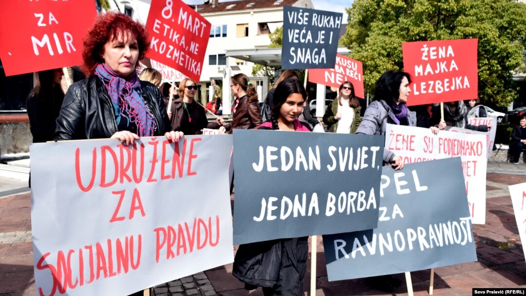 Protestna šetnja povodom Međunarodnog dana žena u Podgorici, Crna Gora, 08. mart 2018.