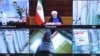 Fotografija sa video konferencije u kojoj su prikazane centrifuge i uređaji delivers nuklearnog postrojenja tokom govora predsednika Irana Hasana Rohanija, 10. april 2021. 