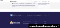 Interfața prin care salariații își pot crea cont pe REGES Online.